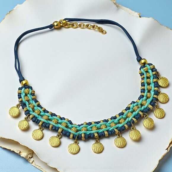🆕️Handcrafted Indian Shell Charm Necklace Boho Chic Statement Artisan Jewelry - Picture 8 of 12